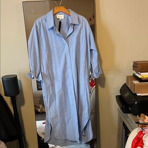 Pomander Place Light Blue Button-Up Shirt Dress